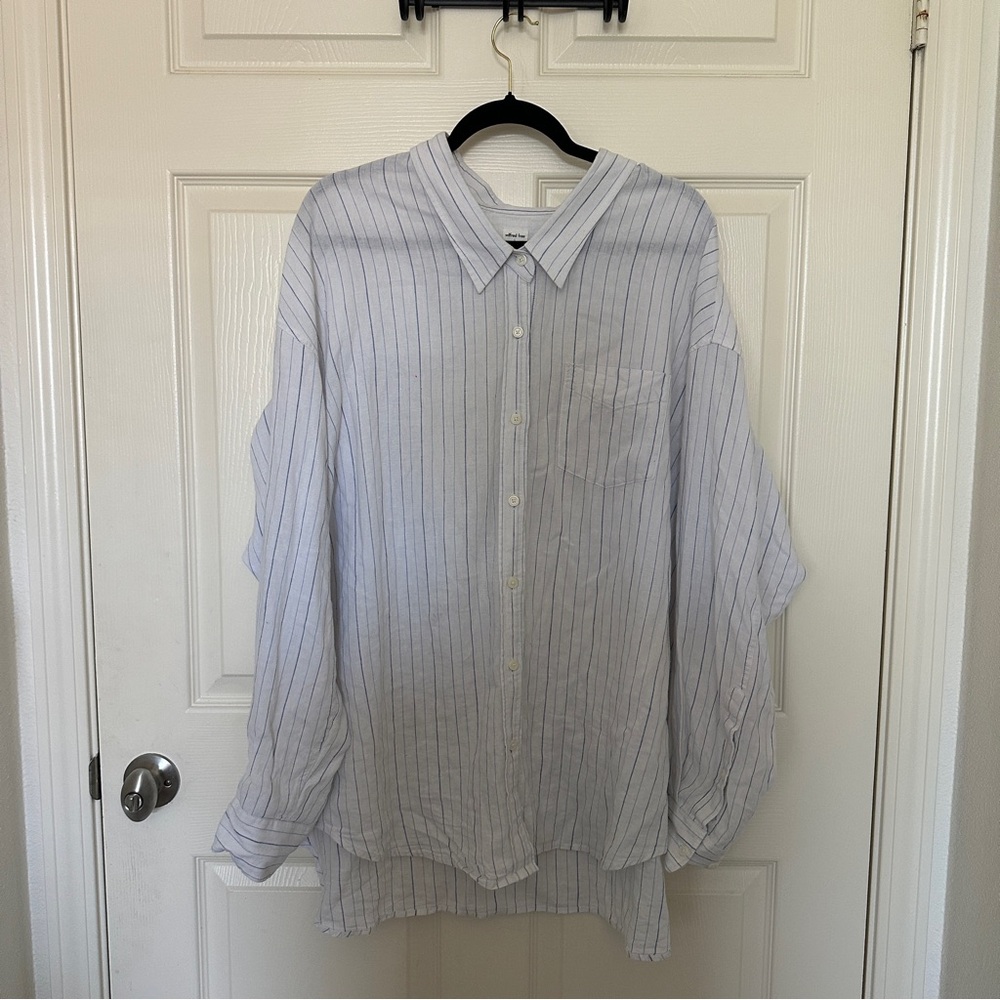 Wilfred White Shirt with Blue Pinstripes